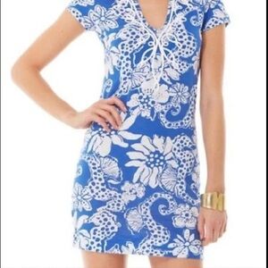 Lilly Pulitzer Westley T Shirt dress in Blue Quahog Chowdah white soutache